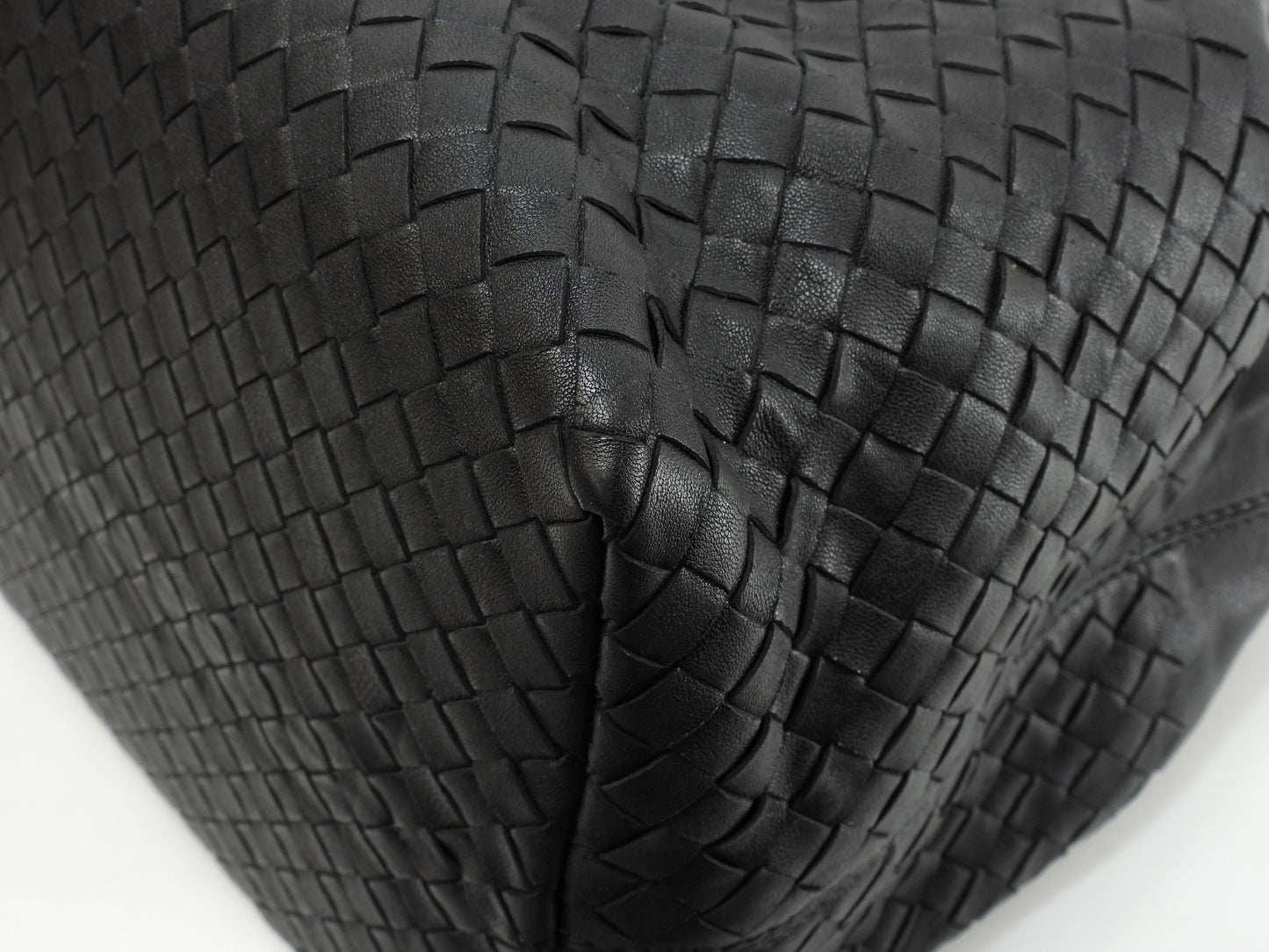 ボッテガヴェネタ トートバッグ大 イントレチャート レザー黒 メンズハンドバッグ 美品@B04106079U