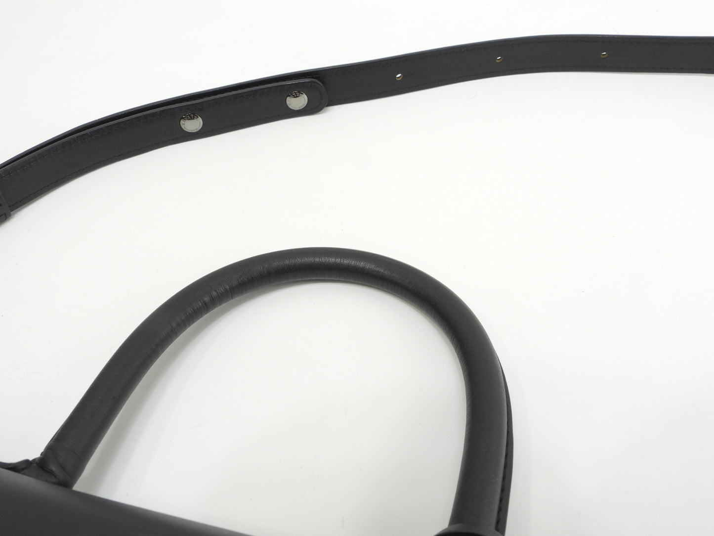 デルボー ブリヨンMM ボックスカーフレザー黒 シルバー金具 s付ハンドバッグ ケリー型 美品@ 1