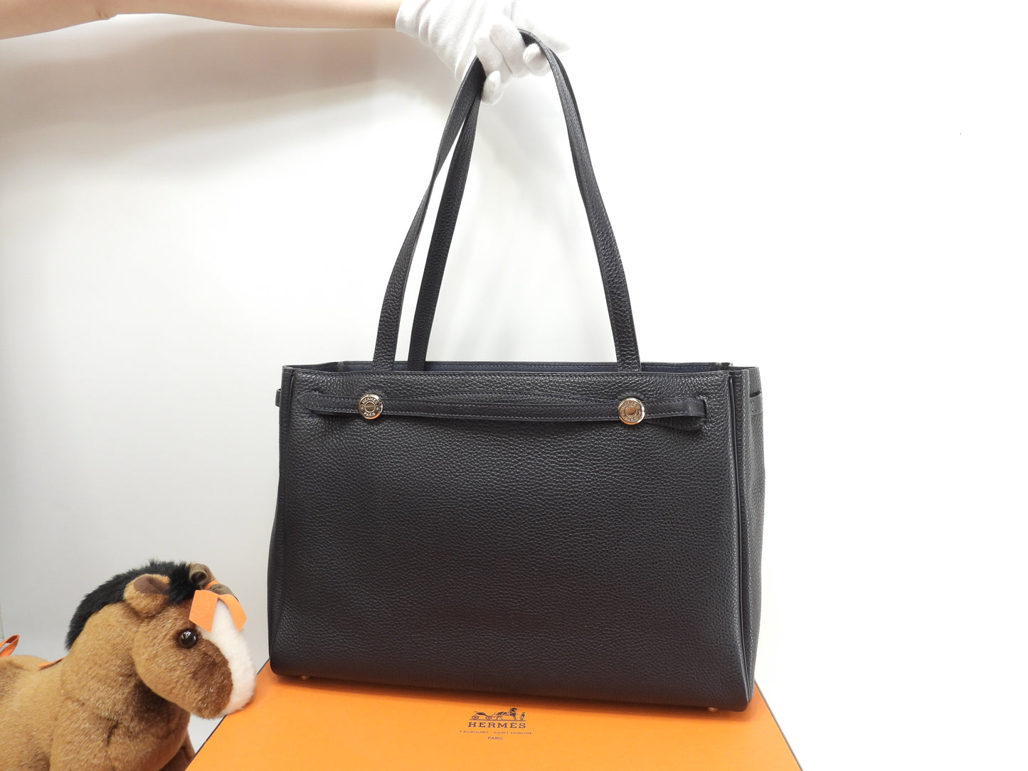 エルメス カバナ トゴ紺 シルバー金具 トートバッグ ショルダーバッグ 極美品@□E