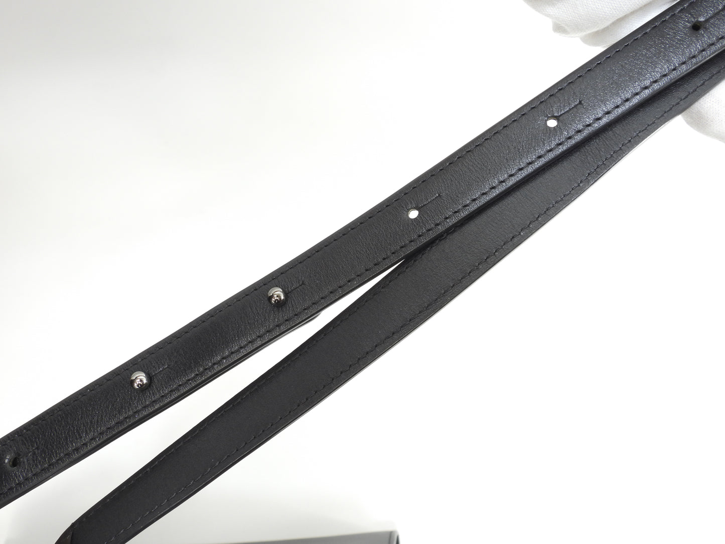 デルボー ブリヨンMM ボックスカーフレザー黒 シルバー金具 s付ハンドバッグ ケリー型 美品@ 1