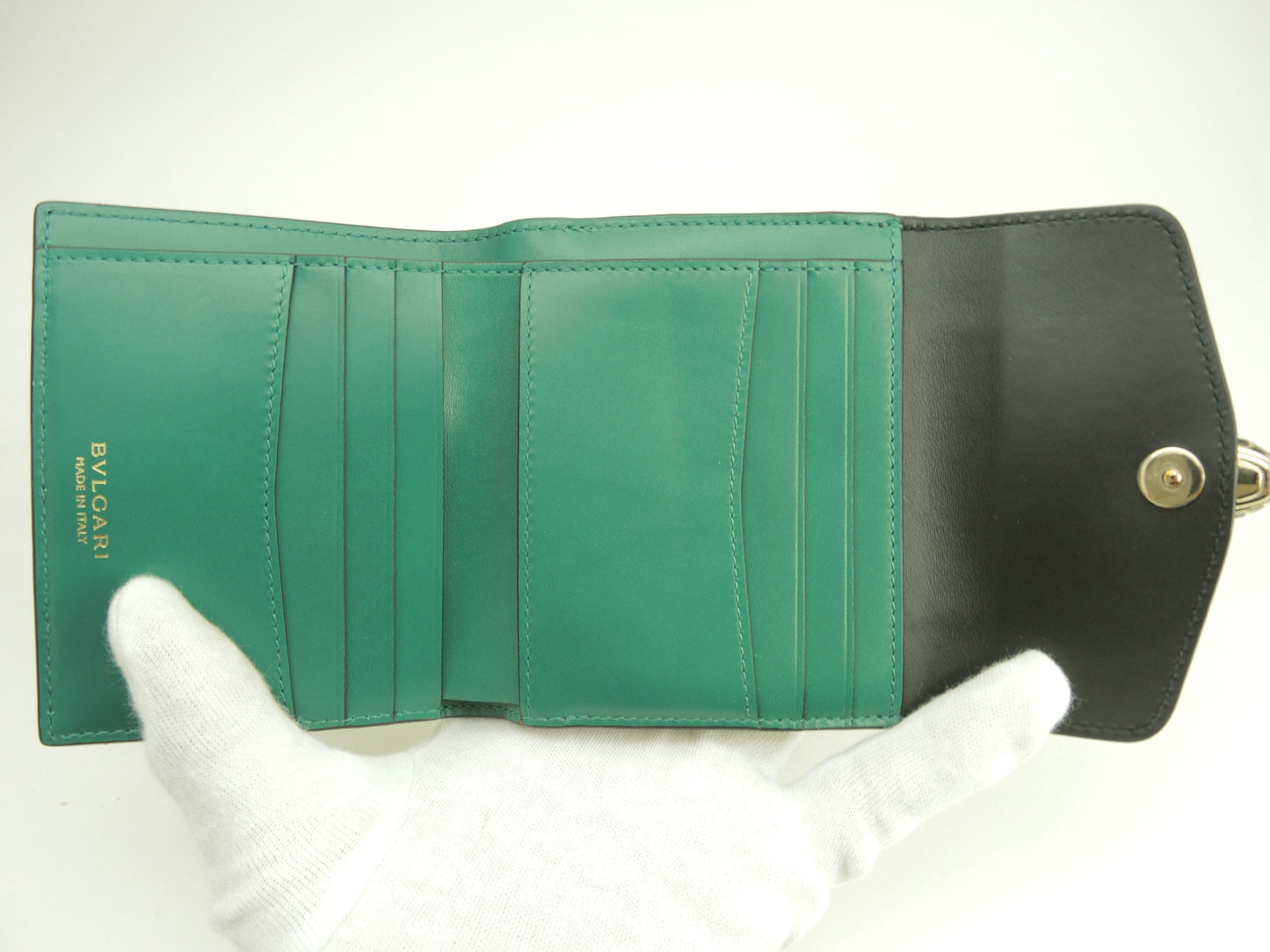 ブルガリ Wホック三折財布 セルペンティ レザー黒 フォーエバー スモールウォレット 未使用@ 14