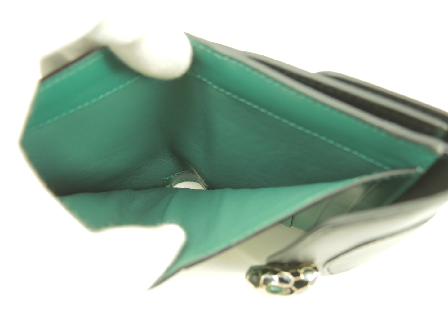 ブルガリ Wホック三折財布 セルペンティ レザー黒 フォーエバー スモールウォレット 未使用@ 14