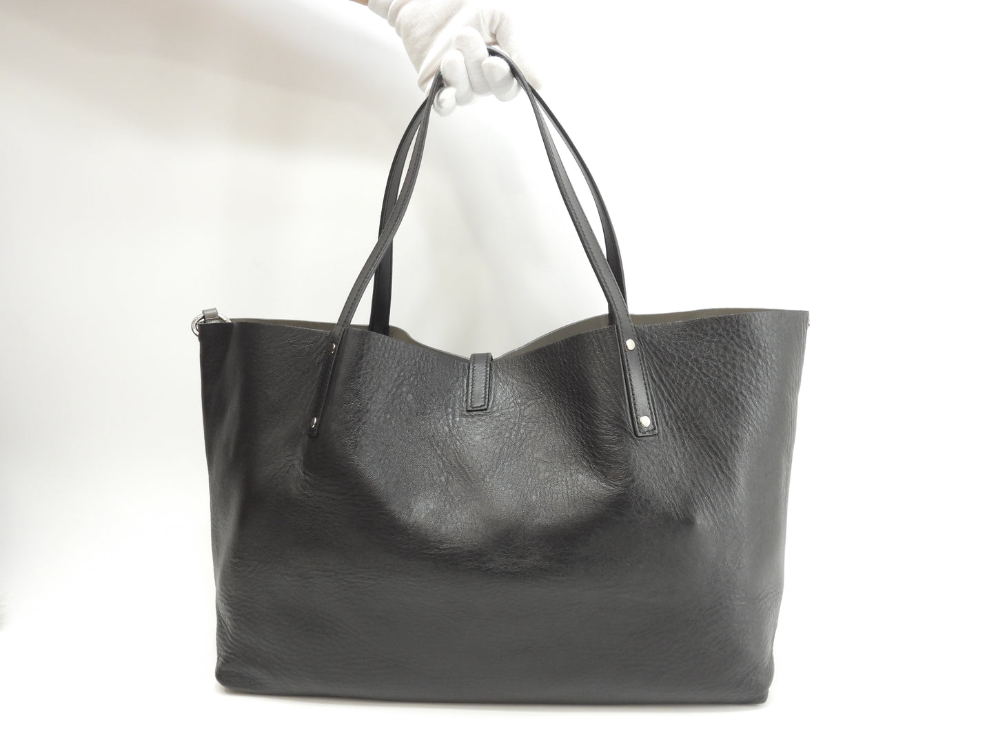 ティファニー トートバッグ リバーシブル レザー黒灰 ショルダーバッグ 美品@ 4