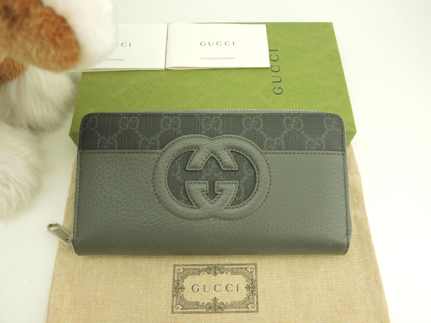 グッチ ジップアラウンドウォレット長財布 GGオフィディア レザー灰 ロングウォレット@ 2
