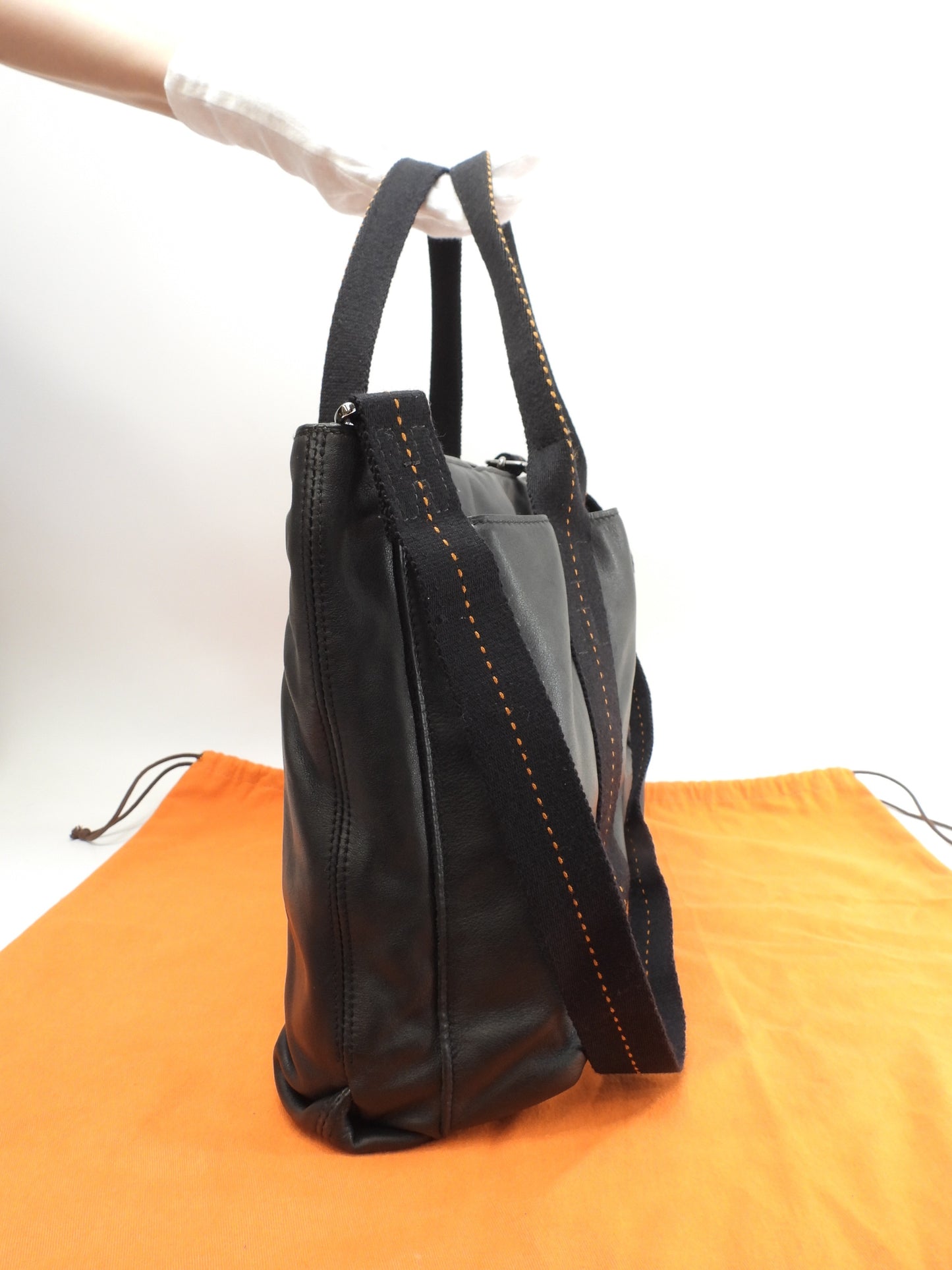 エルメス キャラバンホリゾンタルMM レザー黒 クロスボディバッグ ハンドバッグ 美品@ 56