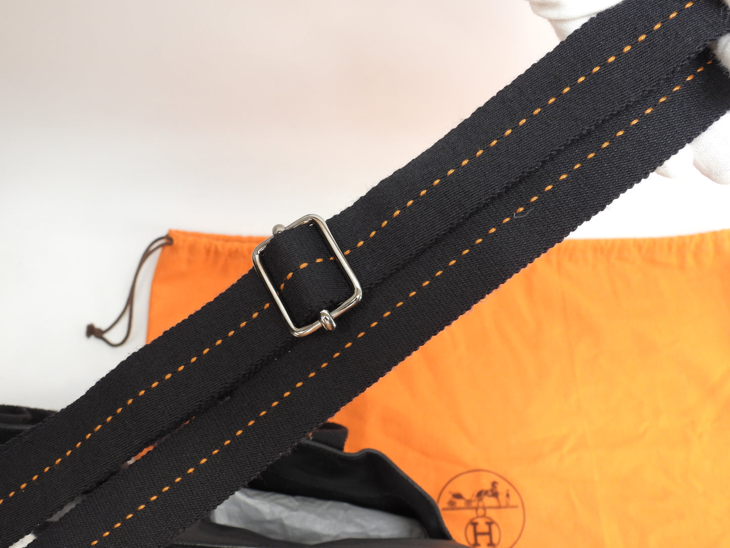 エルメス キャラバンホリゾンタルMM レザー黒 クロスボディバッグ ハンドバッグ 美品@ 56