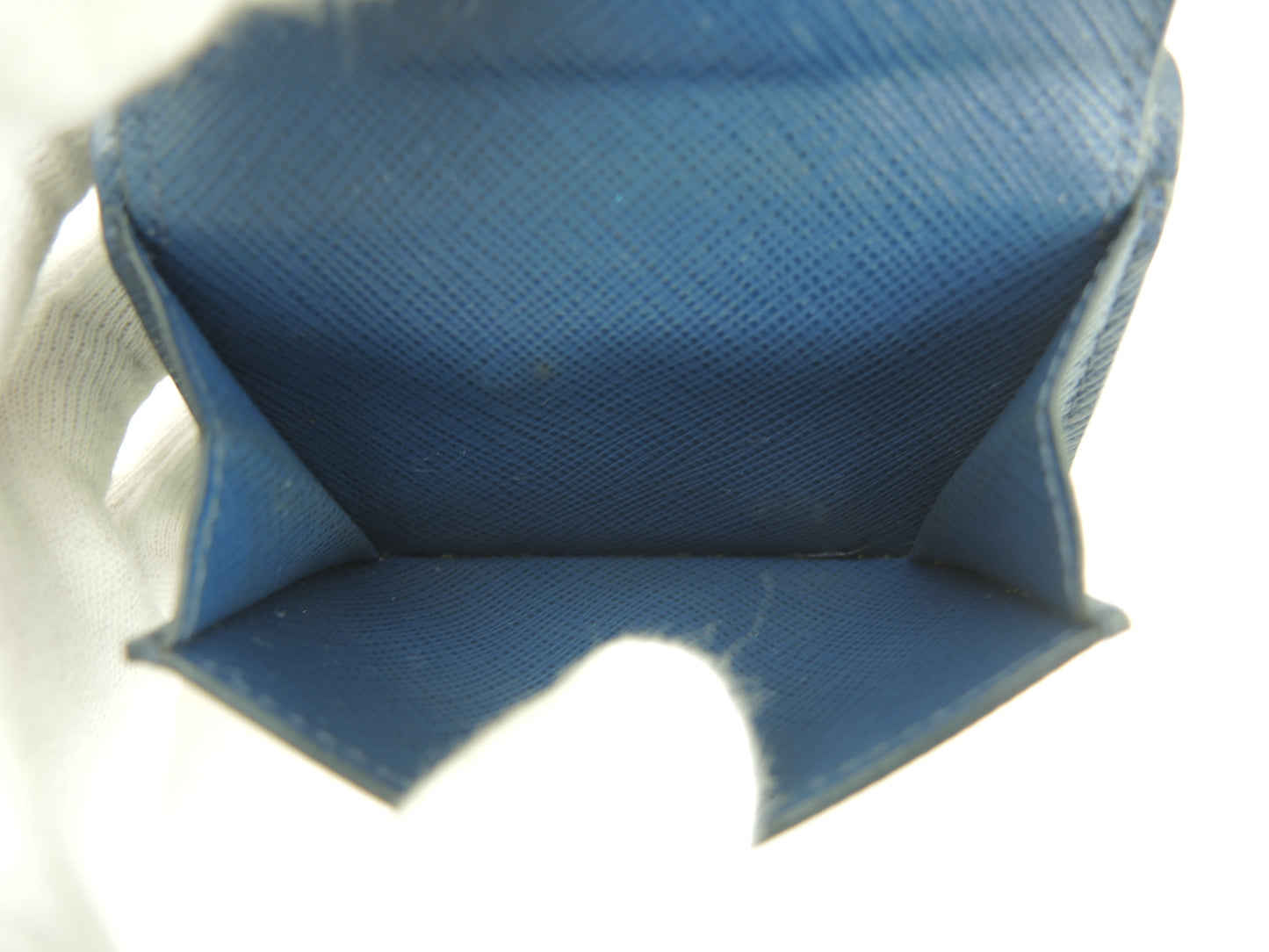 プラダ ミニウォレット メタルロゴ サフィアーノ濃青 3折スモール財布 美品@181E