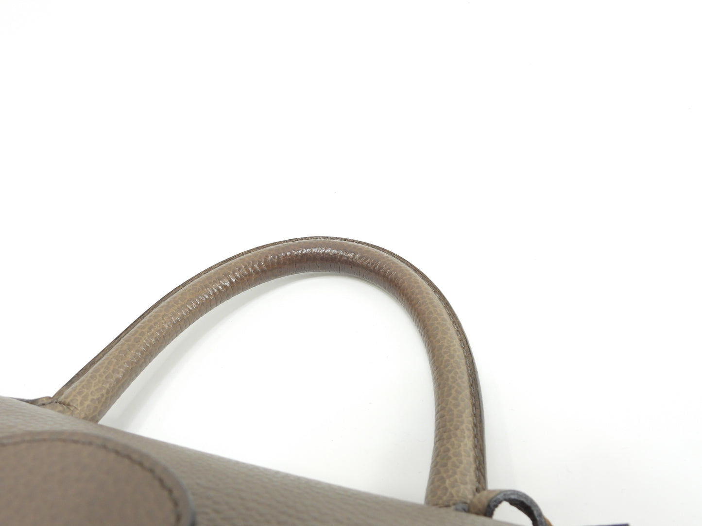 デルボー ブリヨンMM ヴィンテージ 型押レザー灰 ゴールド金具 ハンドバッグ@ 100