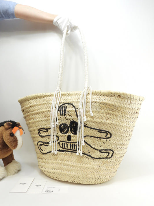 セリーヌ カゴバッグ大 ラフィア/ナチュラル 限定刺繍 ショッピングバッグ大 未使用@ 1