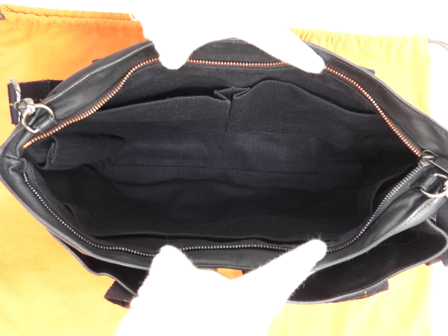 エルメス キャラバンホリゾンタルMM レザー黒 クロスボディバッグ ハンドバッグ 美品@ 56