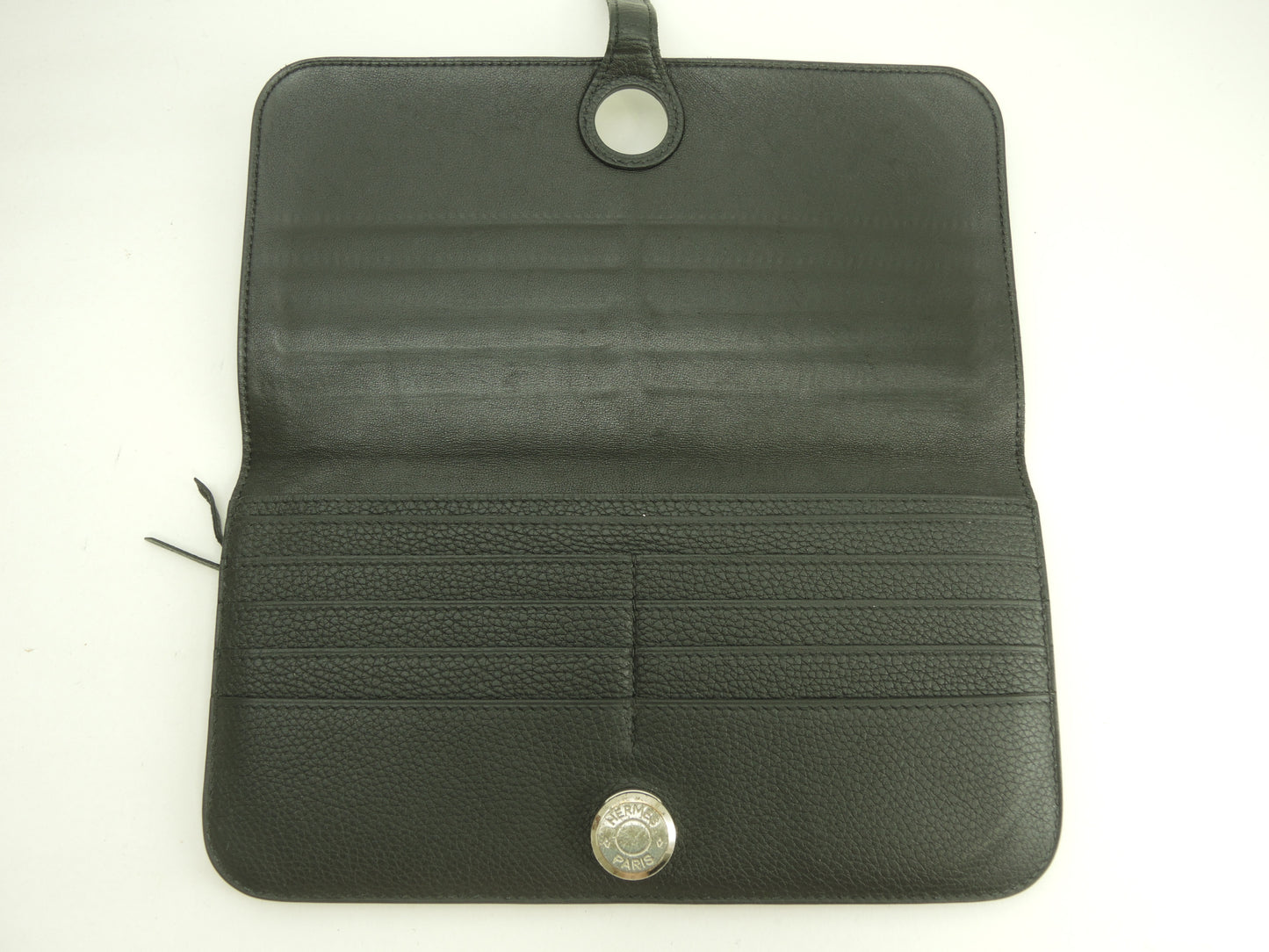 エルメス ドゴンロング トゴ黒 シルバー金具 2折長財布 ロングウォレット@Y 3