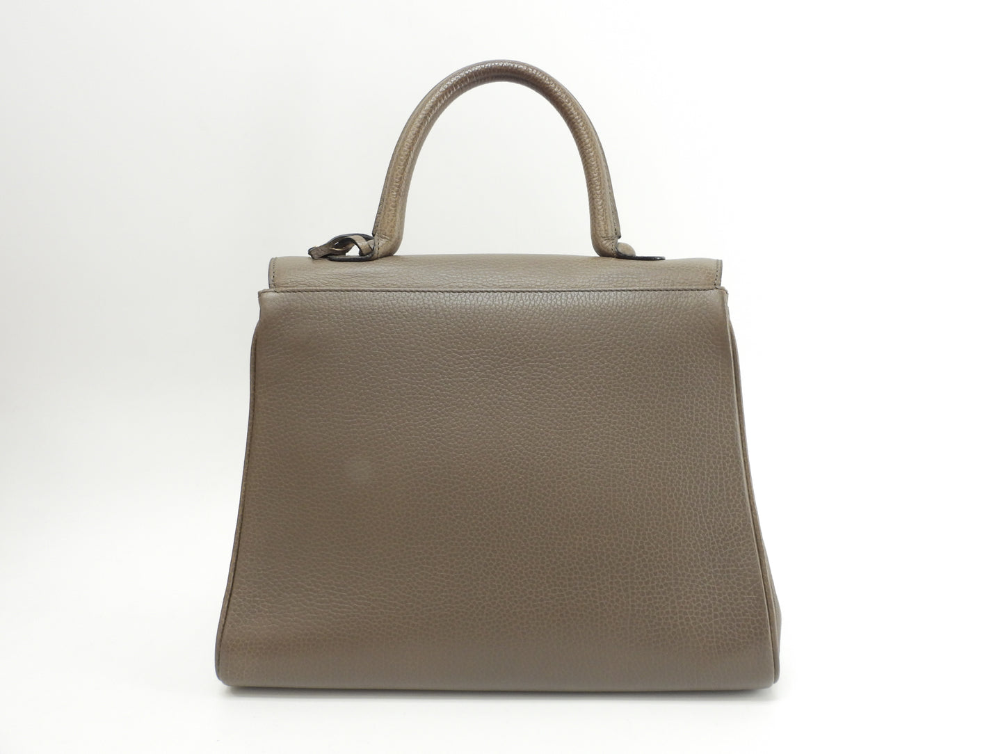 デルボー ブリヨンMM ヴィンテージ 型押レザー灰 ゴールド金具 ハンドバッグ@ 100