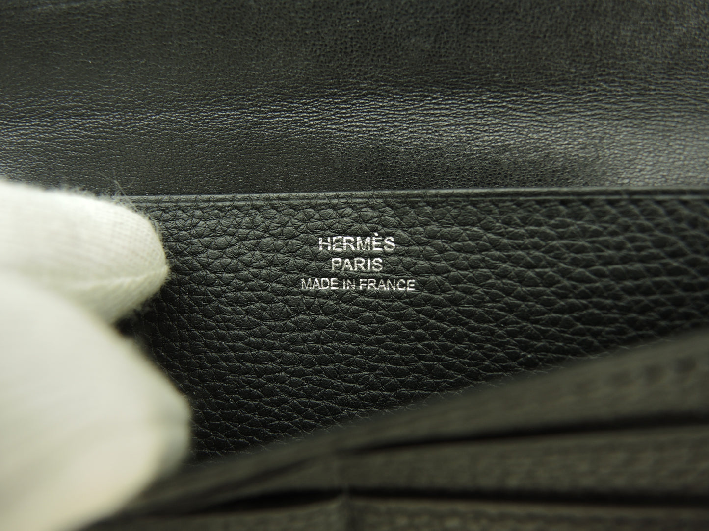 エルメス ドゴンロング トゴ黒 シルバー金具 2折長財布 ロングウォレット@Y 3