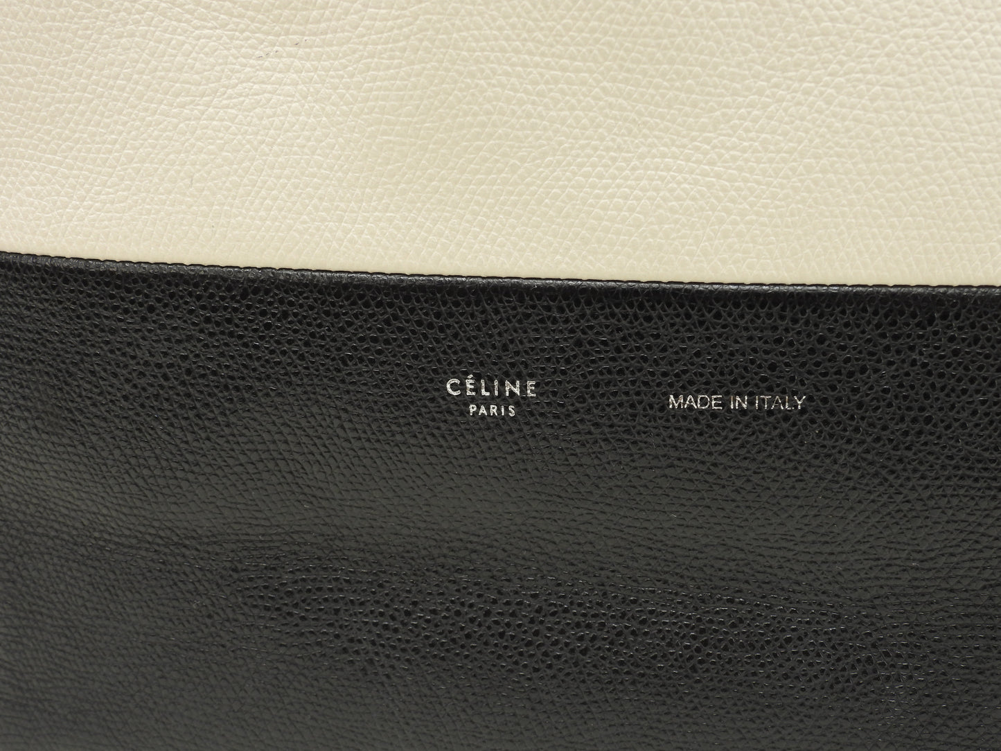 セリーヌ カバスモール ヴェルティカル レザー白黒 ポシェット トートバッグ ハンドバッグ@S-GA-0156