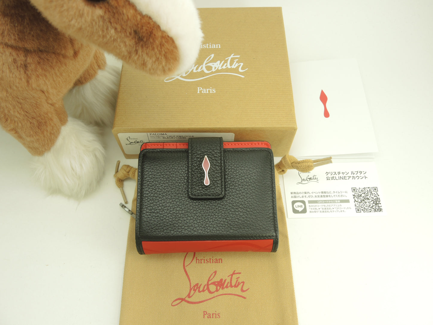 クリスチャンルブタン 2折財布 パロマ レザー黒赤 コンパクトウォレット 美品@ 7