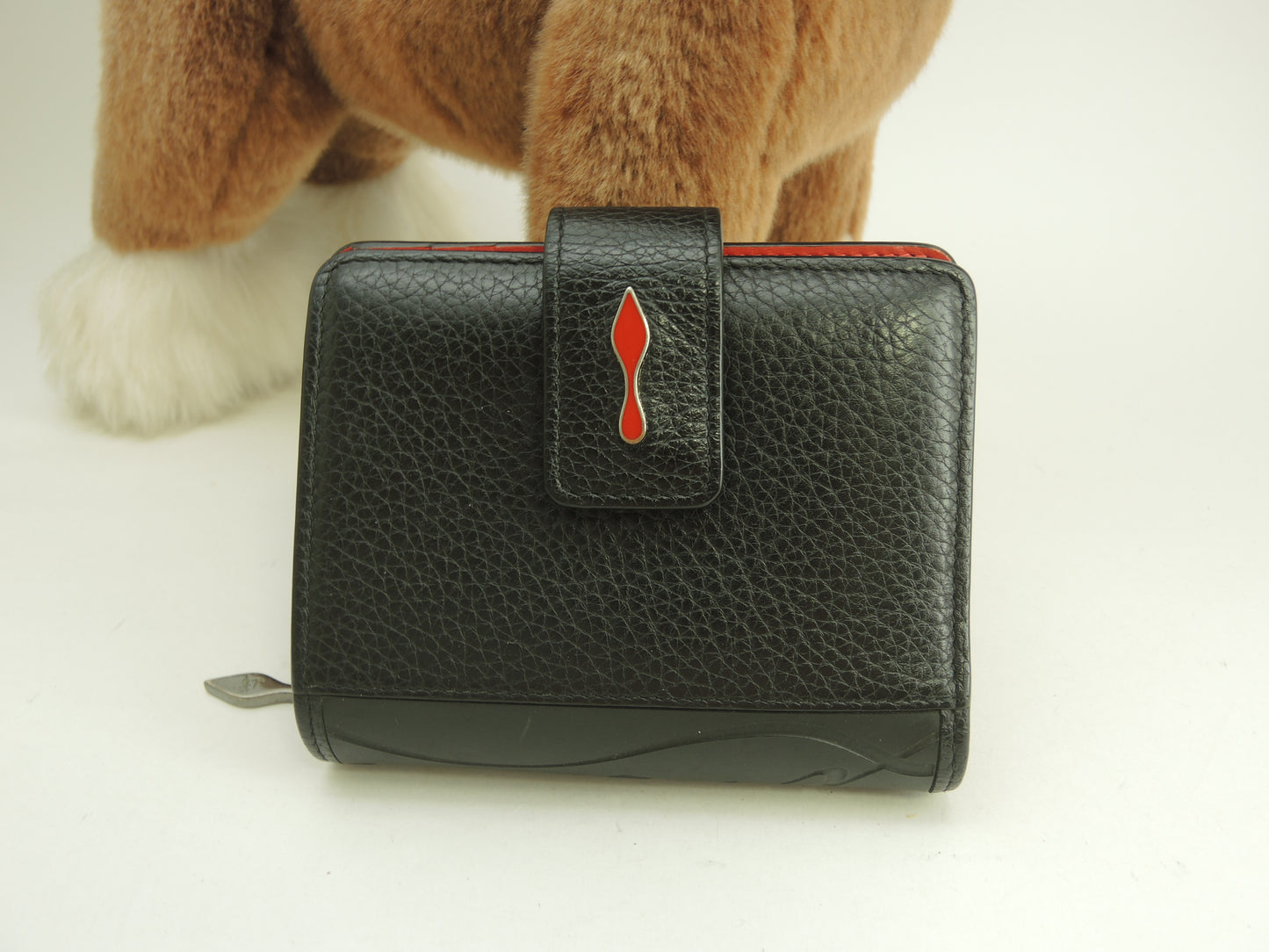 クリスチャンルブタン 2折財布 パロマ レザー黒赤 コンパクトウォレット@ 4