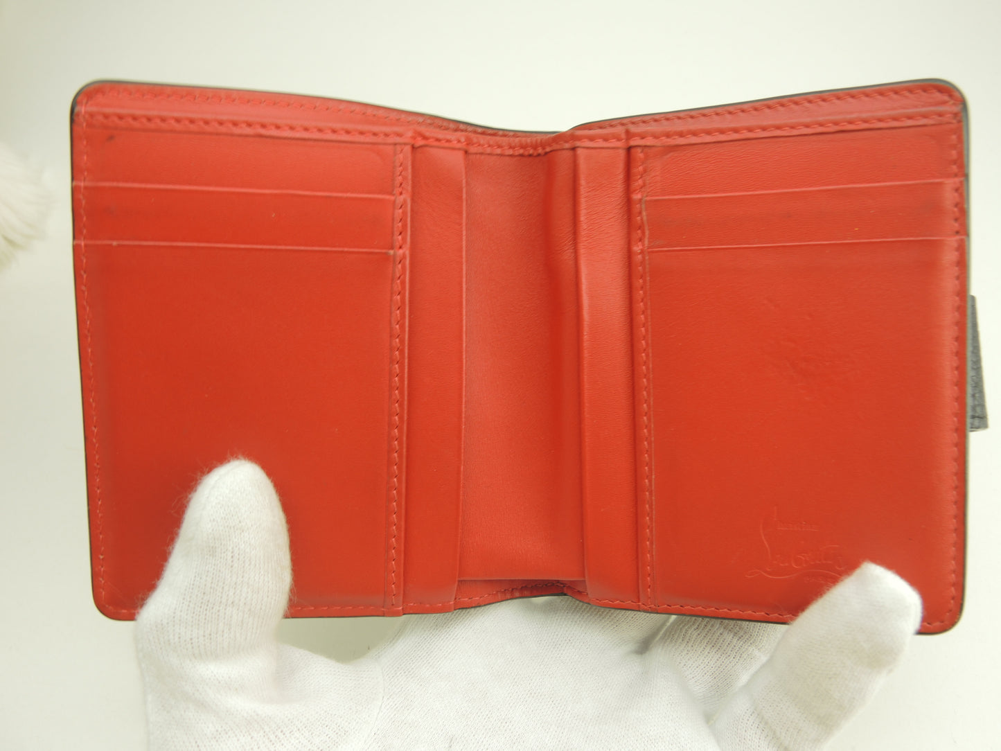 クリスチャンルブタン 2折財布 パロマ レザー黒赤 コンパクトウォレット@ 4