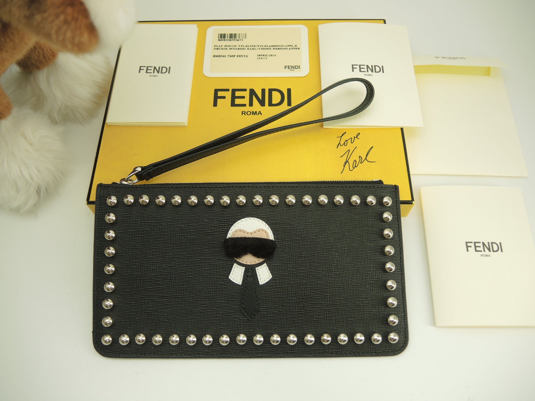 Fendi Clutch Bag Bag Bugs Eye Carlito Black Pouch New 9 haibanya