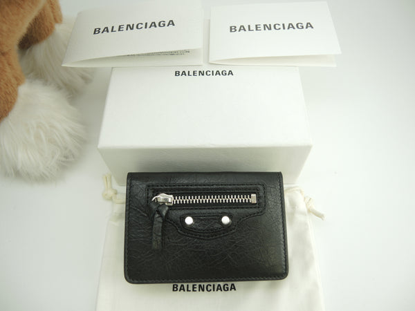 Balenciaga Mini Wallet Classic Leather Black Compact Wallet New @ 1