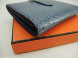 Hermes Bearn Compact Lizard Blue Compact Wallet 2-fold Wallet@□K
