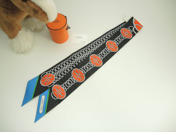 Hermes Twilly Chain Black White Orange Scarf Choker Stole Brand New @ 2