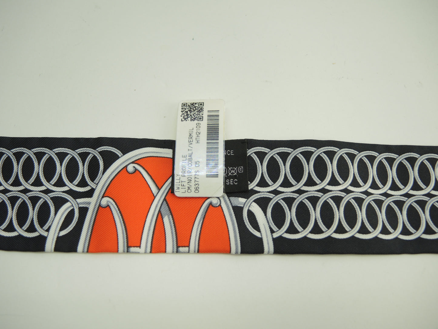 Hermes Twilly Chain Black White Orange Scarf Choker Stole Brand New @ 2