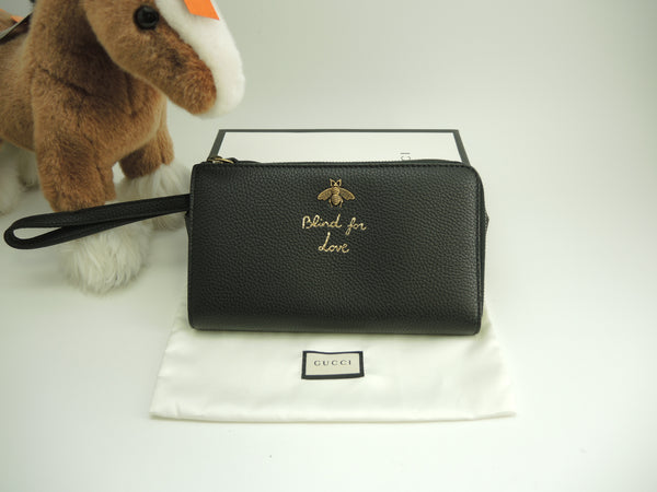 Gucci clutch wallet bee leather black wallet bag L-shaped wallet large new article @ 3