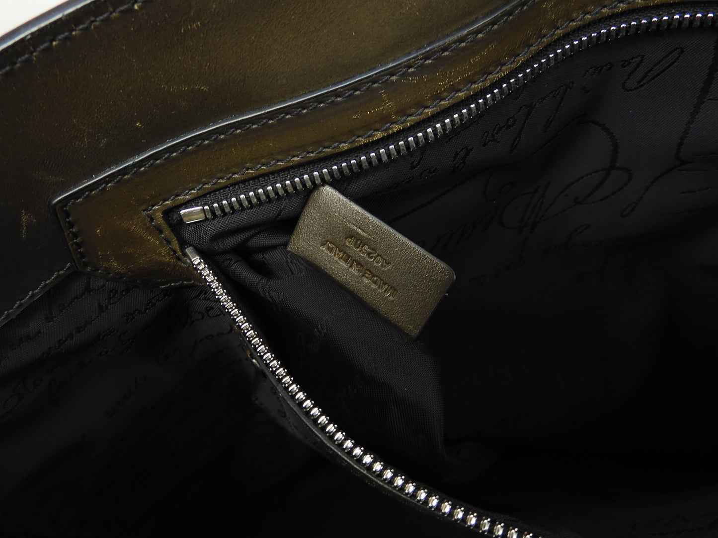 Berluti Toujour Calligraphy Leather Brown Men's Tote Bag @A0250P