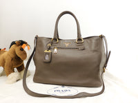 Prada shoulder strap handbag men's leather ash tote bag @85M