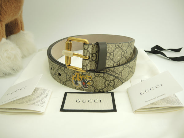 Gucci Buckle Belt 95cm Tiger GG Supreme Men's Tiger Brand New @ 2