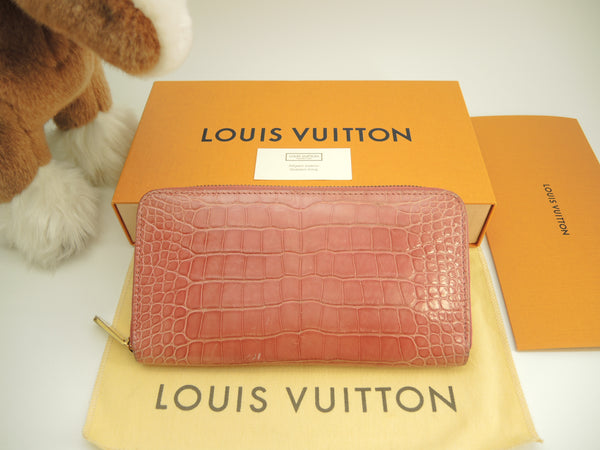 Louis Vuitton Zippy Wallet Alligator Pink Zip Long Wallet Long Wallet @MI1134