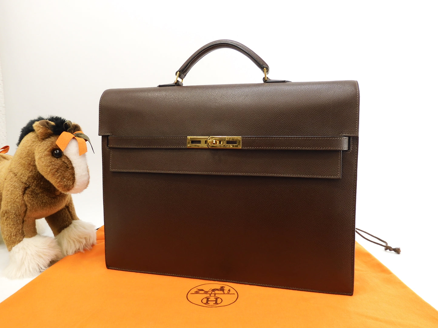 エルメス ケリーデペッシュ38 エプソン茶 ゴールド金具 ブリーフケース@□K 2