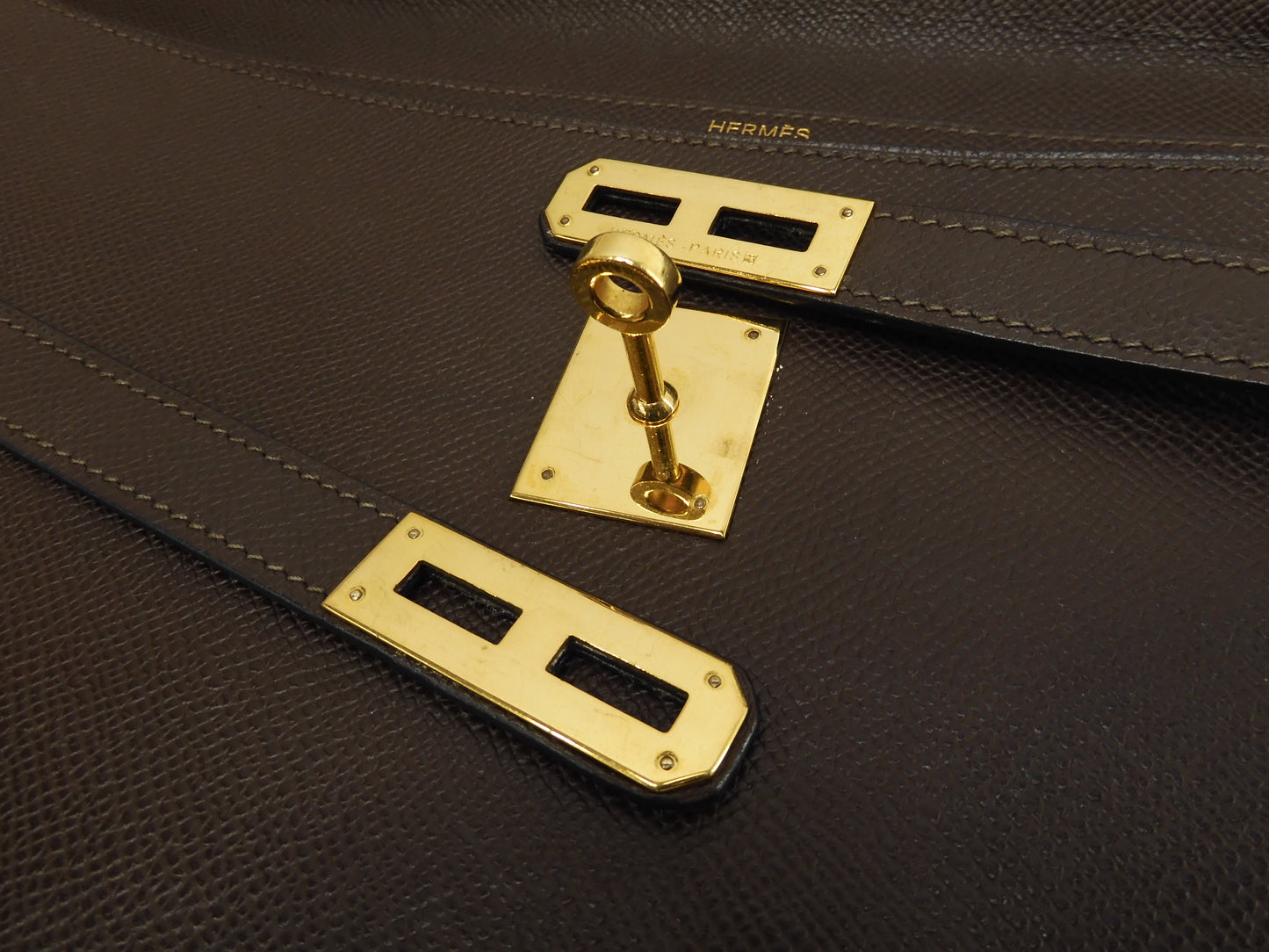 エルメス ケリーデペッシュ38 エプソン茶 ゴールド金具 ブリーフケース@□K 2