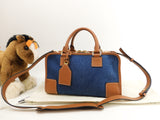 Loewe Amazona 28 Anagram Denim Blue Handbag Gold Hardware Extreme Good Condition @261611