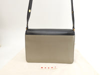 Marni Pochette Trunk Leather Gray Black Crossbody Shoulder Bag Pole Good Condition @ 1