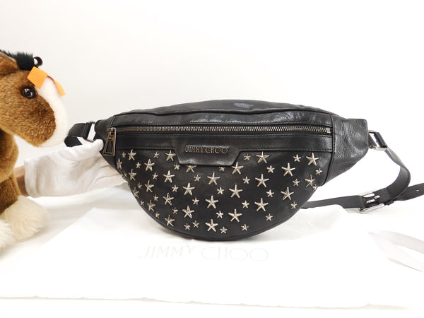 Jimmy Choo Delhi body bag star studs leather black waist bag beautiful product @ 7