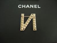 CHANEL Brooch CHANEL Logo Gold Rhinestone Bag Charm @ 1