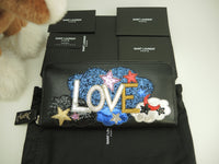 サンローラン ロングウォレット LOVE レザー黒 ラウンドジップ長財布 YSL@ 4