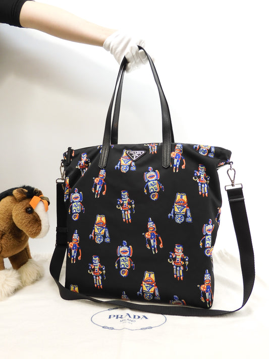Prada Robot Tote Bag with S Saffiano/Black Nylon Shoulder Bag @255