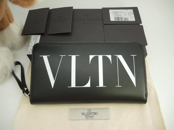 Valentino long wallet VLTN leather black zip long wallet new @ 5
