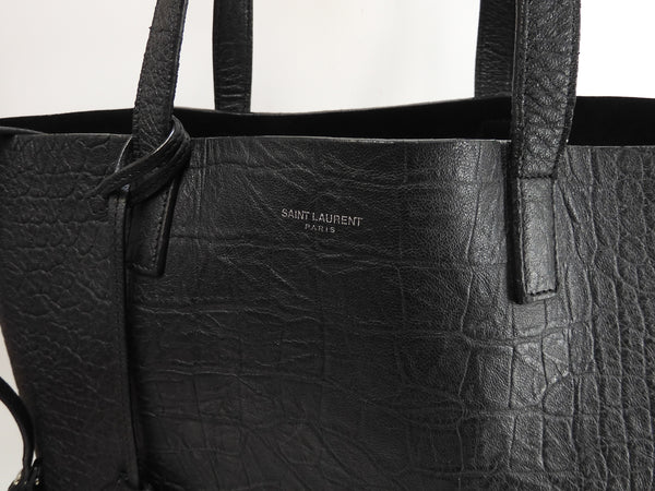 サンローラン トートバッグ YSL クロコ型押レザー黒 ショルダーバッグ