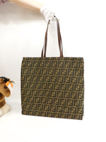 Fendi Tote Bag FF Zucca Green Black Vintage Handbag Popular @ 2