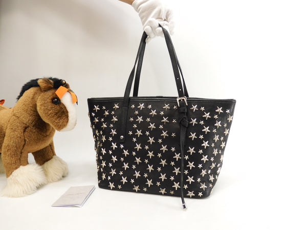 Jimmy Choo Sasha S star studs leather black silver hardware