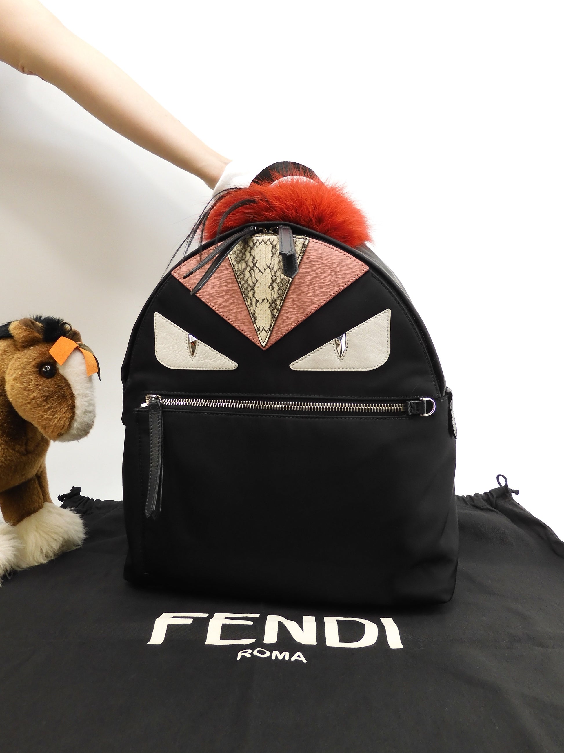 Fendi backpack small bag bugs monster black rucksack bag 17