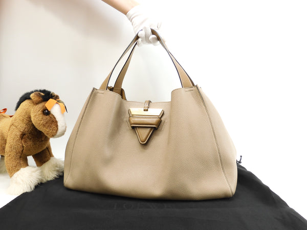 Loewe Tote Bag Barcelona Leather Sand/Mink Shoulder Bag Good Condition @051707