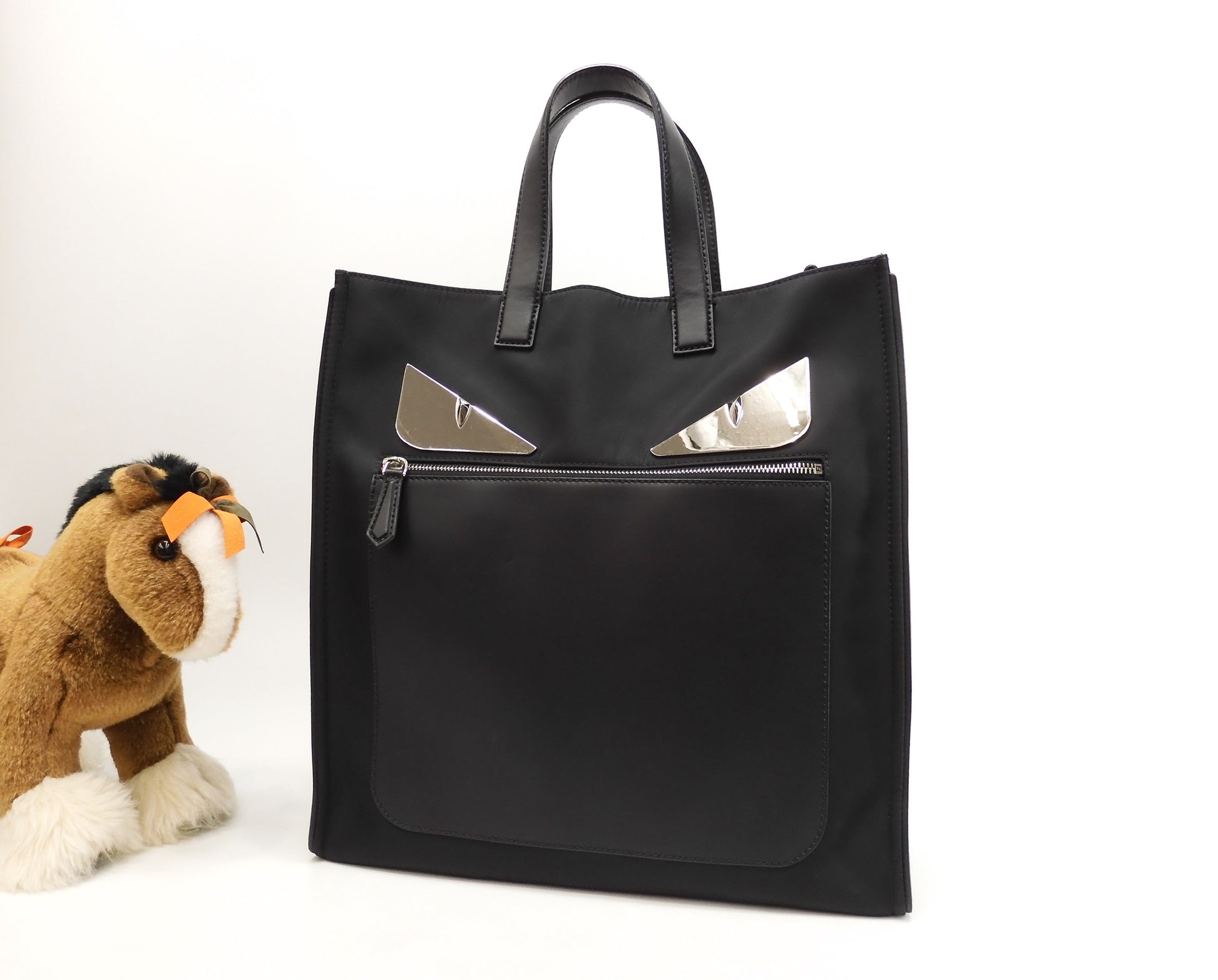 Fendi Tote Bag Bag Bugs Monster Black Men's Handbag Good Condition 18