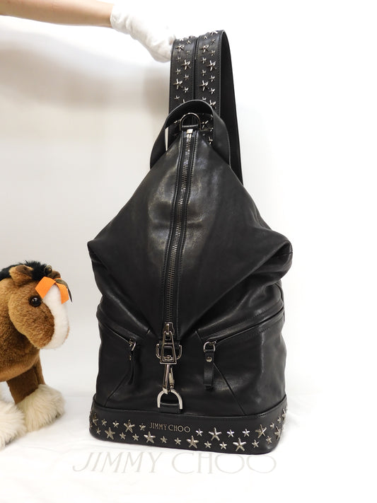 Jimmy Choo Fitzroy S backpack star studs leather black rucksack good condition @PDC2CB