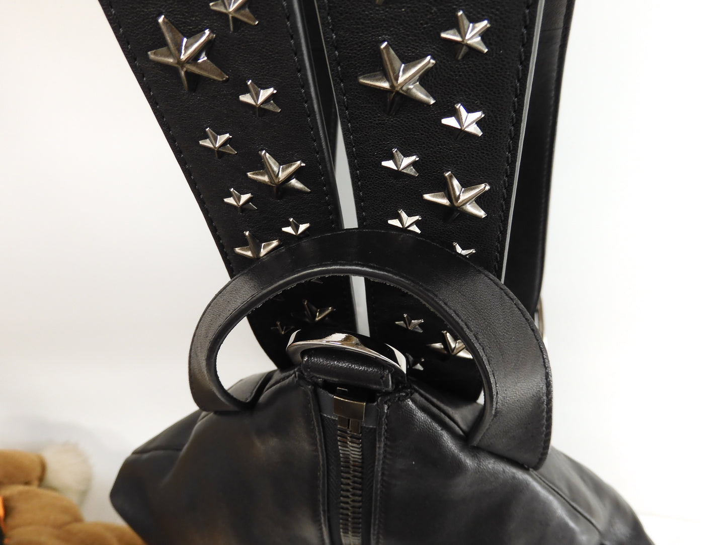 Jimmy Choo Fitzroy S backpack star studs leather black rucksack good condition @PDC2CB