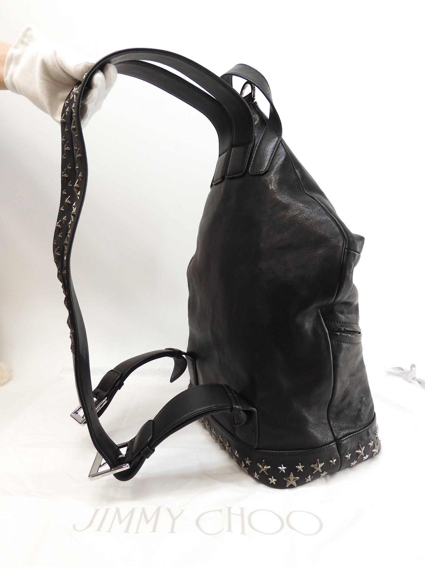 Jimmy Choo Fitzroy S backpack star studs leather black rucksack good condition @PDC2CB