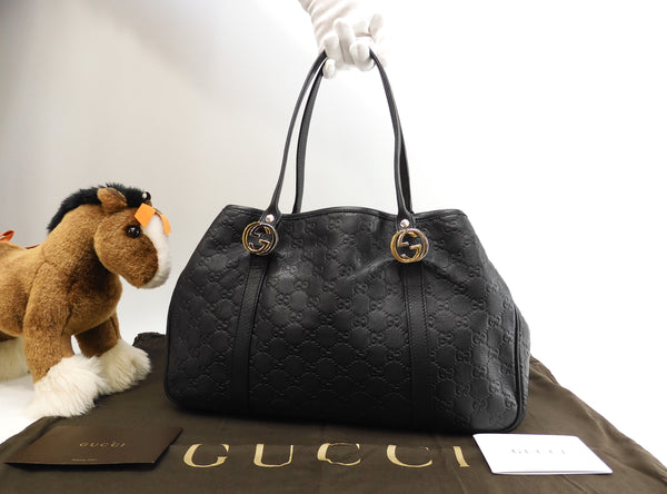 Gucci tote bag sima leather black handbag shoulder bag beautiful product @ 12